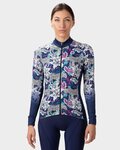 ALÉ Langarm Fahrradtrikot für den Winter - HIBISCUS PR-R - Blau/Weiß