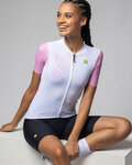 ALÉ Kurzarm Fahrradtrikot - FOLLOW ME PR-E - Weiß/Rosa