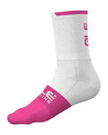 ALÉ Klassische Fahrradsocken - SLIDE - Weiß/Rosa