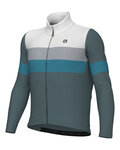 ALÉ Langarm Fahrradtrikot für den Winter - WOOL LINE - Blau/Grau