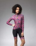 ALÉ Langarm Fahrradtrikot für den Winter - PRAGMA FLOWERY LADY - Rosa/mehrfarbig