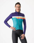 CASTELLI Langarm Fahrradtrikot für den Winter - TORNARE - Türkis/mehrfarbig