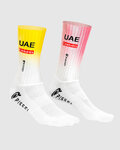 PISSEI Klassische Fahrradsocken - UAE TEAM EMIRATES AERO - GIRO + TOUR 24 - Weiß/Rosa/Gelb
