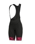 ALÉ Kurze Fahrradhose mit Trägern - SARTANA LADY  - Schwarz/Rosa