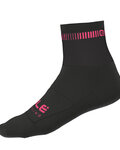 ALÉ Klassische Fahrradsocken - LOGO Q-SKIN  - Schwarz/Rosa