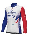ALÉ Langarm Fahrradtrikot für den Winter - GROUPAMA FDJ 2022 - Blau/Rot/Weiß
