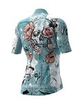 ALÉ Kurzarm Fahrradtrikot - SKULL LADY - Hellblau