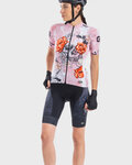 ALÉ Kurzarm Radtrikot und Shorts - SKULL LADY - Rosa/Schwarz