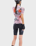 ALÉ Kurzarm Radtrikot und Shorts - SKULL LADY - Rosa/Schwarz