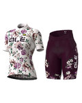 ALÉ Kurzarm Radtrikot und Shorts - FIORI LADY - bordeaux/Weiß