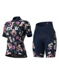 ALÉ Kurzarm Radtrikot und Shorts - FIORI LADY - Blau/Lila