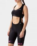 ALÉ Kurze Fahrradhose mit Trägern - PR-R SELLA PLUS LADY - Rosa/Schwarz