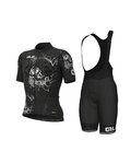 ALÉ Kurzarm Radtrikot und Shorts - SKULL - Schwarz/Weiß/Hellblau
