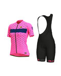 ALÉ Kurzarm Radtrikot und Shorts - STARS LADY - Schwarz/Rosa