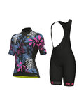 ALÉ Kurzarm Radtrikot und Shorts - PR-S GARDEN LADY - Rosa/Blau/Schwarz