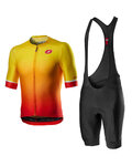 CASTELLI Kurzarm Radtrikot und Shorts - AERO RACE II - Schwarz/Gelb/Rot
