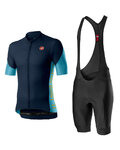 CASTELLI Kurzarm Radtrikot und Shorts - ENTRATA II - Schwarz/Blau