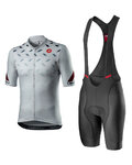 CASTELLI Kurzarm Radtrikot und Shorts - AVANTI - Schwarz/Silber/Grau