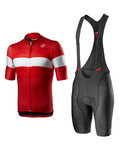 CASTELLI Kurzarm Radtrikot und Shorts - LA MITICA - Rot/Schwarz