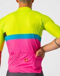 CASTELLI Kurzarm Fahrradtrikot - A BLOCCO  - Schwarz/Rosa/Blau/Gelb