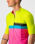 CASTELLI Kurzarm Fahrradtrikot - A BLOCCO  - Schwarz/Rosa/Blau/Gelb