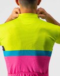 CASTELLI Kurzarm Fahrradtrikot - A BLOCCO  - Schwarz/Rosa/Blau/Gelb