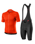 CASTELLI Kurzarm Radtrikot und Shorts - CLASSIFICA - Orange/Schwarz
