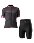 CASTELLI Kurzarm Radtrikot und Shorts - GRADIENT LADY - Schwarz/Rosa