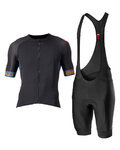 CASTELLI Kurzarm Radtrikot und Shorts - ENTRATA VI - Blau/Schwarz/Orange