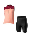 CASTELLI Kurzarm Radtrikot und Shorts - VELOCISSIMA LADY - Rosa/bordeaux/Schwarz