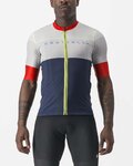 CASTELLI Kurzarm Fahrradtrikot - SEZIONE - Elfenbein/Blau/Rot