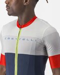 CASTELLI Kurzarm Fahrradtrikot - SEZIONE - Elfenbein/Blau/Rot