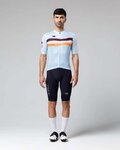 GOBIK Kurzarm Fahrradtrikot - STARK - Hellblau/bordeaux/Orange