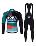 BONAVELO Radtrikot und Hose für den Winter - BORA 2024 WINTER - Rot/Weiß/Schwarz/Grün