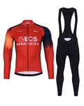 BONAVELO Radtrikot und Hose für den Winter - INEOS 2024 WINTER - Blau/Schwarz/Rot