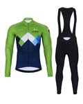 BONAVELO Radtrikot und Hose für den Winter - SLOVENIA WINTER - Grün/Schwarz/Blau
