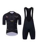 HOLOKOLO Kurzarm Radtrikot und Shorts - DRAGONFLIES ELITE - Schwarz