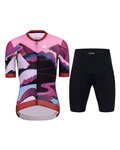 HOLOKOLO Kurzarm Radtrikot und Shorts - SUNSET ELITE LADY - mehrfarbig/Schwarz/Rosa