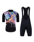 HOLOKOLO Kurzarm Radtrikot und Shorts - FANTASY ELITE - Schwarz/mehrfarbig