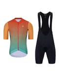 HOLOKOLO Kurzarm Radtrikot und Shorts - INFINITY - Orange/Rot/Grün/Schwarz