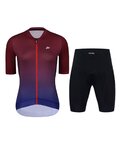 HOLOKOLO Kurzarm Radtrikot und Shorts - INFINITY LADY - Schwarz/bordeaux/Blau