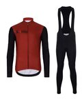 HOLOKOLO Langarm Radtrikot und Hose - VIBES WINTER - Schwarz/Rot