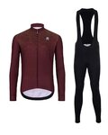 HOLOKOLO Langarm Radtrikot und Hose - STARLIGHT WINTER - bordeaux/Schwarz