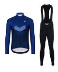 HOLOKOLO Langarm Radtrikot und Hose - ARROW WINTER - Schwarz/Blau