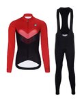 HOLOKOLO Langarm Radtrikot und Hose - ARROW LADY WINTER - Rot/Schwarz