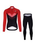 HOLOKOLO Langarm Radtrikot und Hose - ARROW LADY WINTER - Rot/Schwarz
