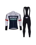 BONAVELO Langarm Radtrikot und Hose - BORA 2025 WINTER - Schwarz/Weiß/Blau