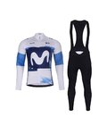 BONAVELO Langarm Radtrikot und Hose - MOVISTAR 2025 WINTER - Blau/Schwarz/Weiß