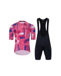 HOLOKOLO Kurzarm Radtrikot und Shorts - Set - Blau/Schwarz/Rosa