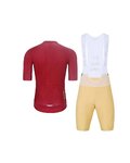 HOLOKOLO Kurzarm Radtrikot und Shorts - EYELET - Beige/bordeaux